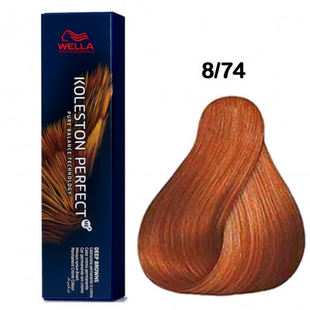 Wella Koleston Perfect ME+ 8/74 – 3er Pack, 60 Ml, Hellblond-Braun-Rot